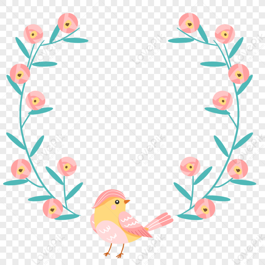 Hand Drawn Bird Flowers Decorative Lace Border PNG Picture And Clipart ...