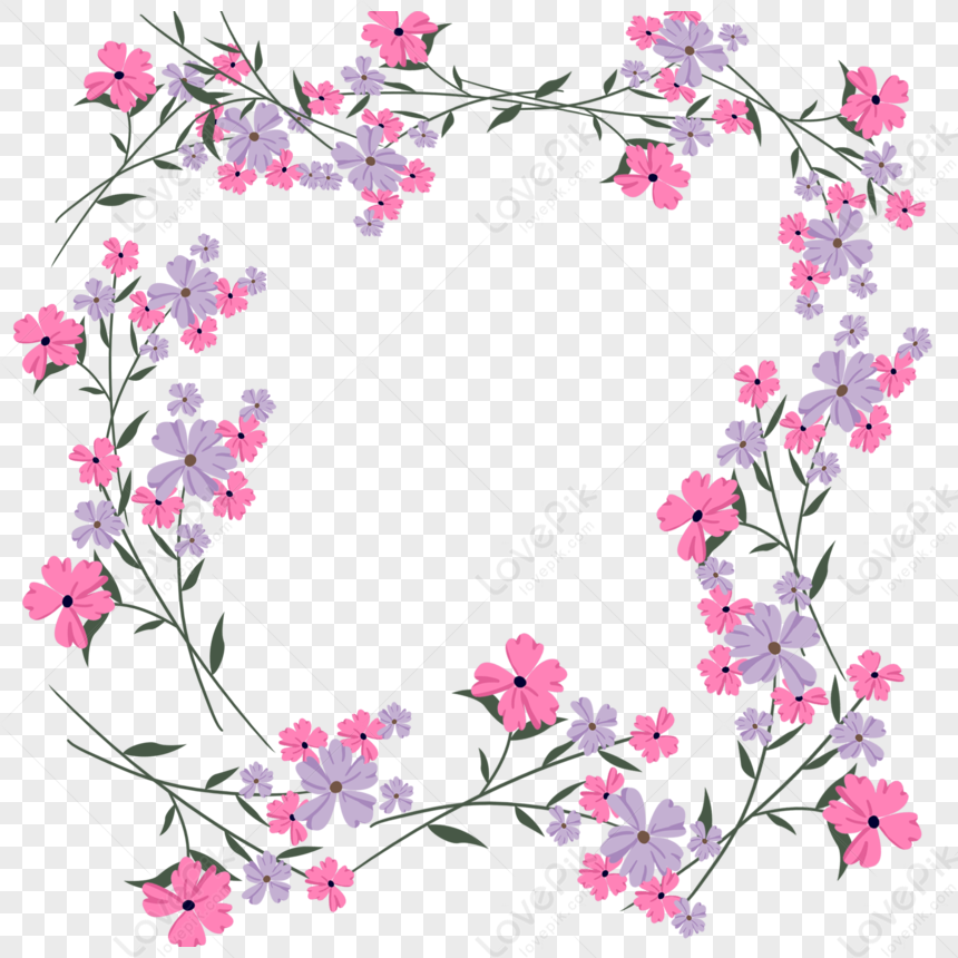 Hand Painted Garland Flowers Decorative Border PNG Picture And Clipart ...