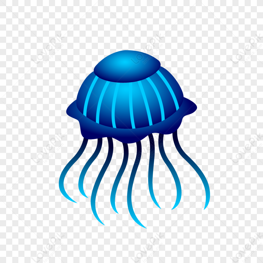 Jellyfish, Blue Jellyfish, Dark Lines, Blue Design PNG Image Free ...