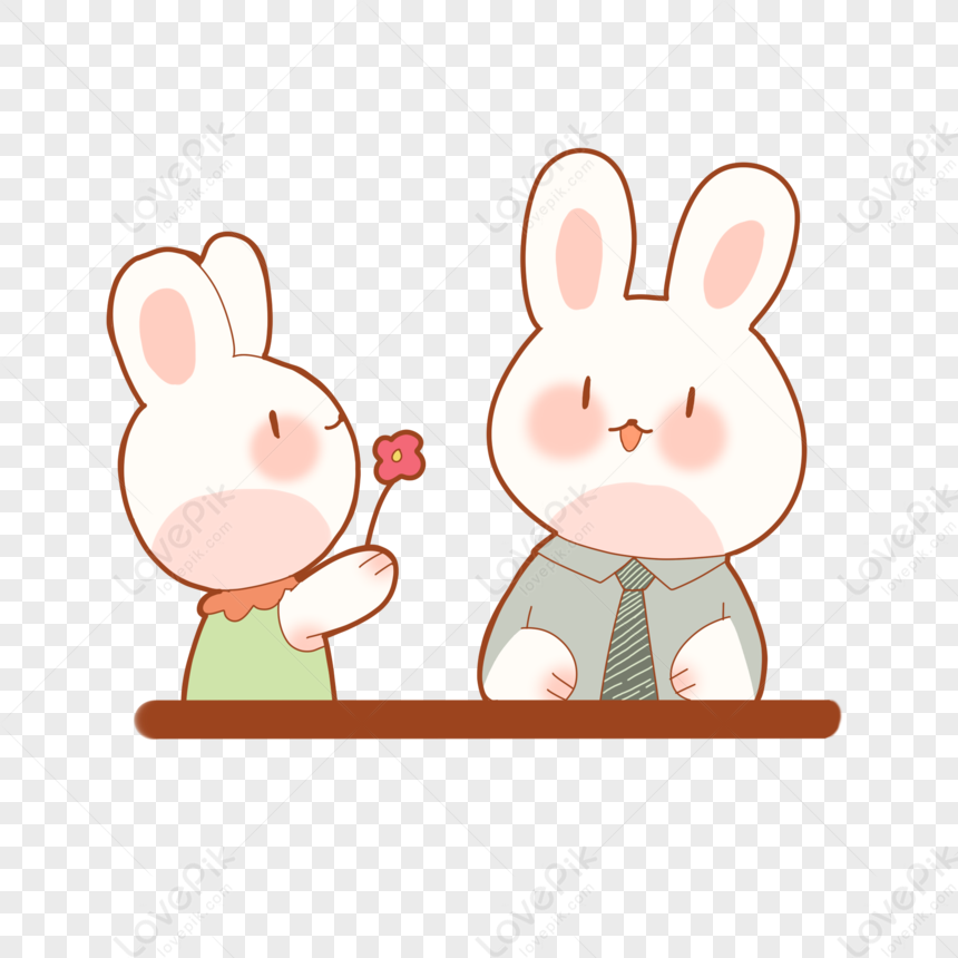Pequeño Conejo De Dibujos Animados De Conejo Blanco Y Su Hija PNG Imágenes  Gratis - Lovepik