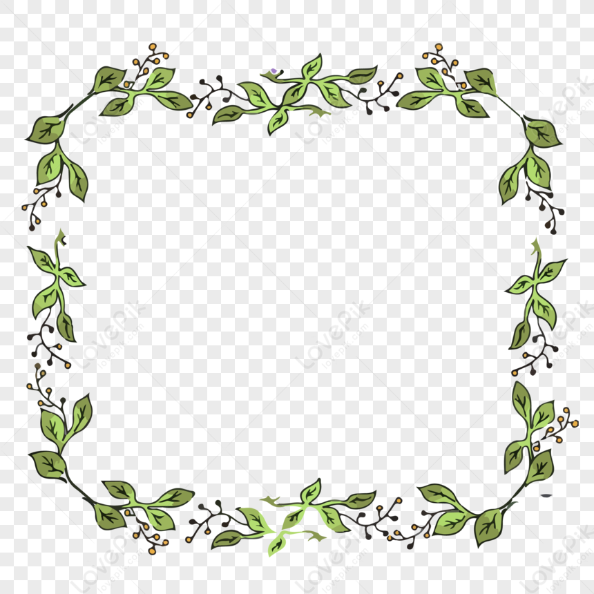 Lovely Border Material Picture, Green Leaves, Lines Vector, Frame Green ...