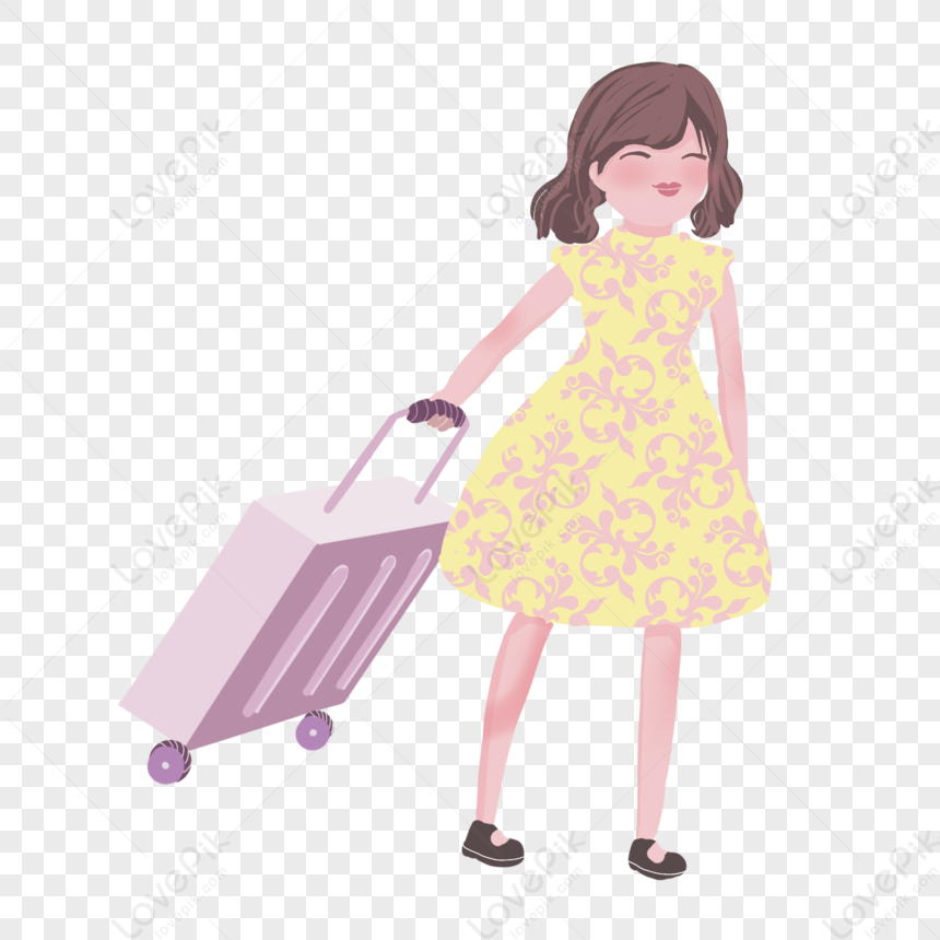 Suitcase Girl, Girl Purple, Girl Woman, Suitcase Vector PNG Hd ...