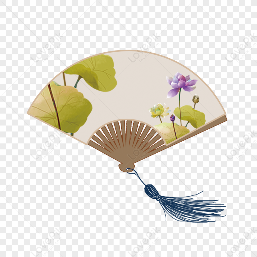 Summer Army Day Chinese Wind Lotus Origami Fan PNG Transparent ...