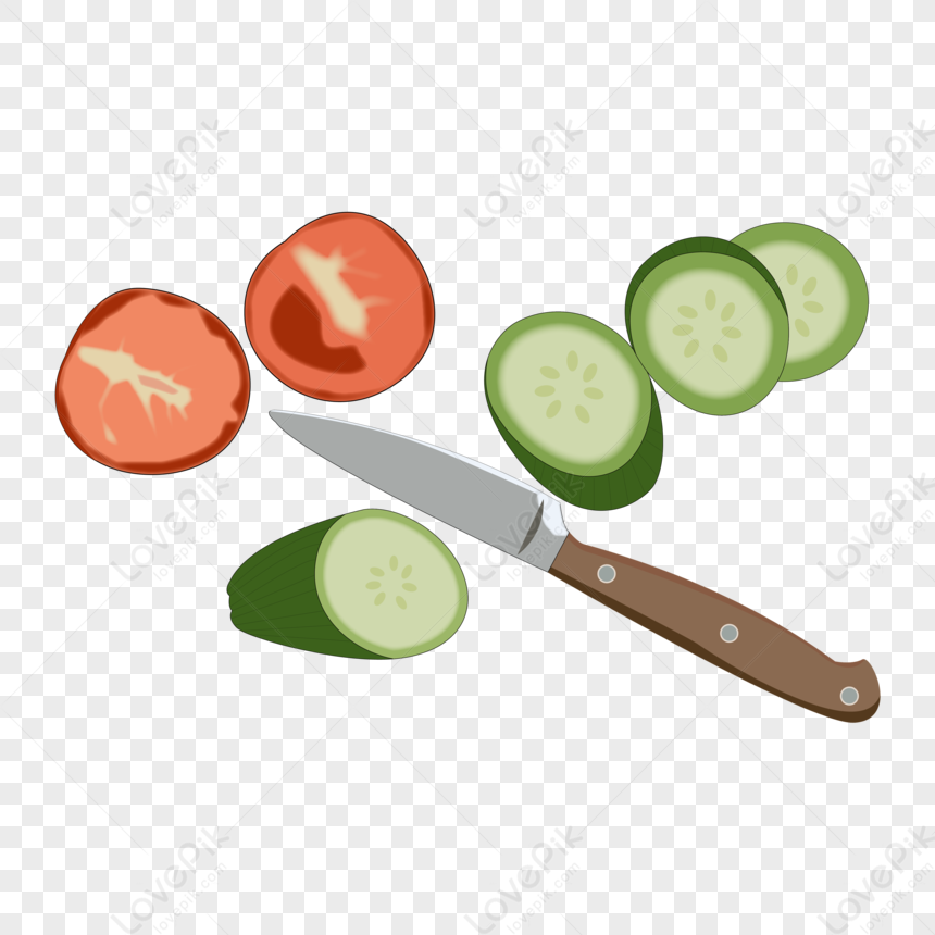 Cartoon Hand Drawn Fruit Knife Cut Tomato Cucumber PNG Picture And Clipart  Image For Free Download - Lovepik | 401406135