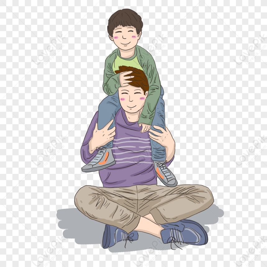 Cartoon Minimalistic Character Father And Child Elements PNG Image And ...