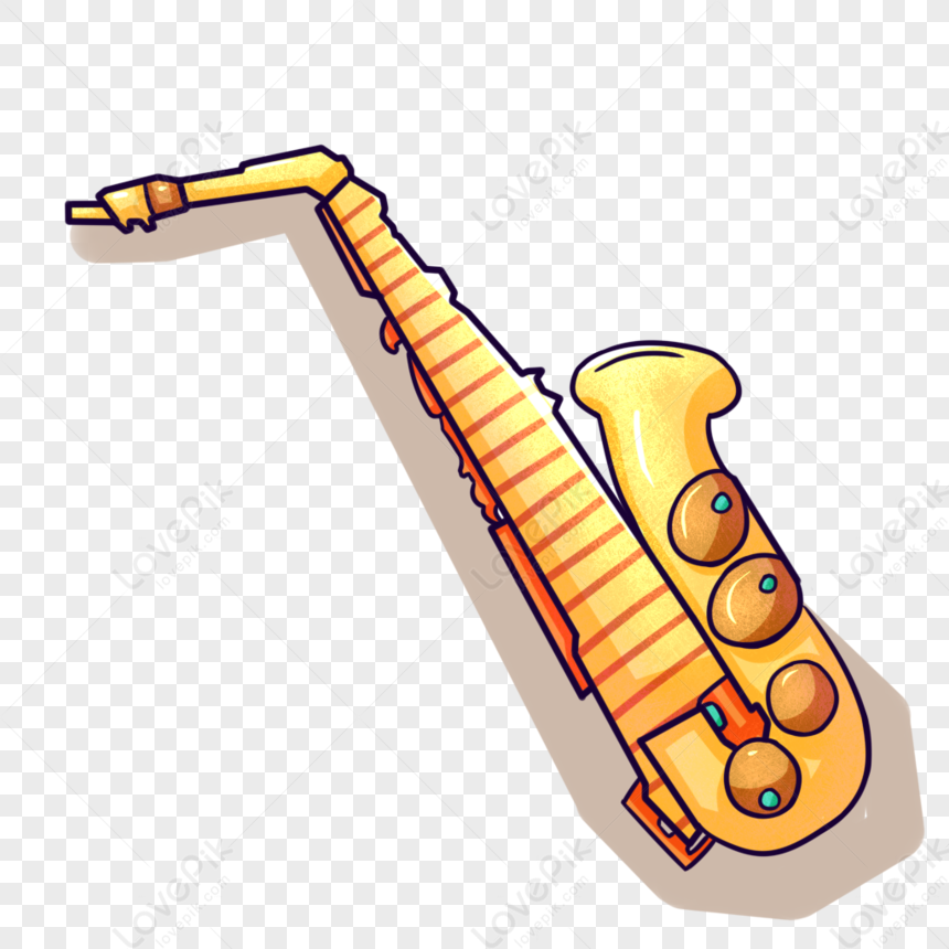 Cartoon Yellow Saxophone Illustration PNG Transparent Background And ...