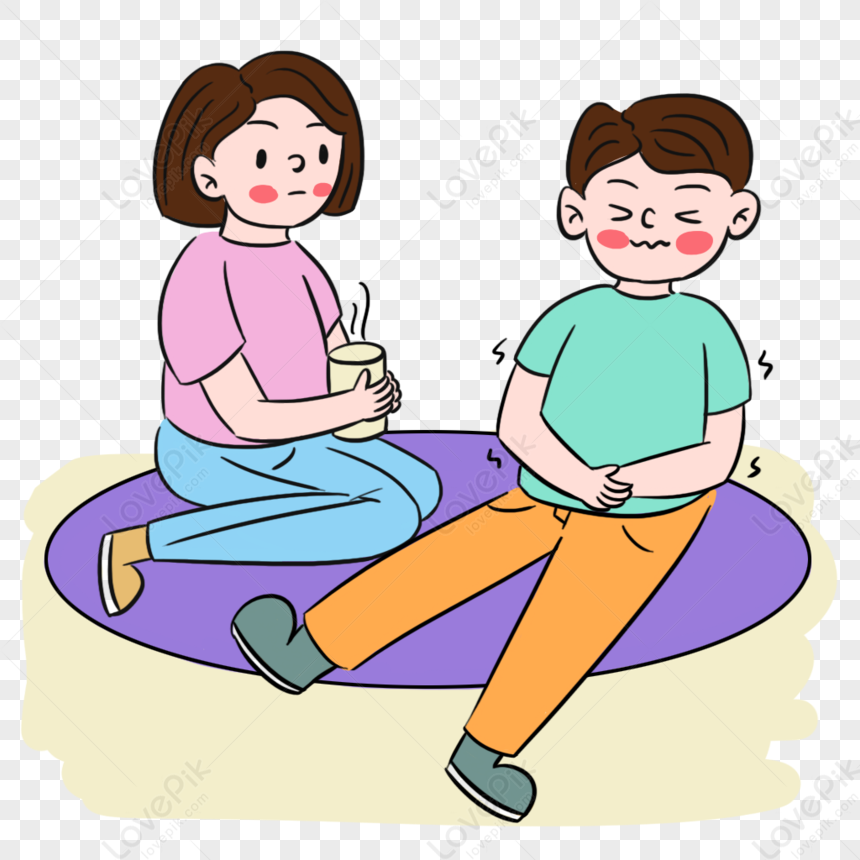 Fresh Q Version Of Simple Patient Stomach Pain Scene PNG Image And ...
