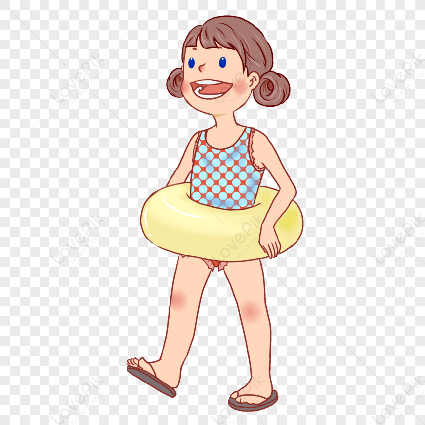 Girl With A Swim Ring PNG White Transparent And Clipart Image For Free ...