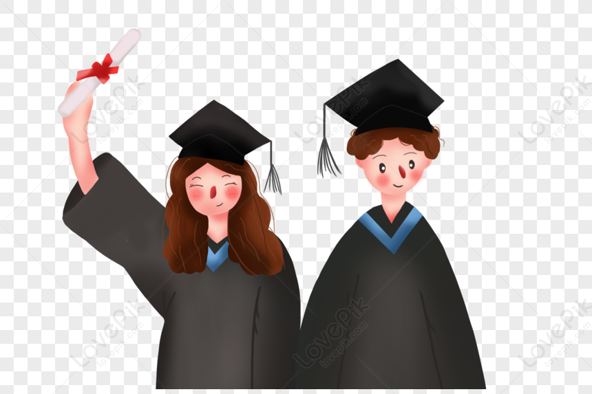 Graduated Student, Black Illustration, Black Gown, Graduation ...