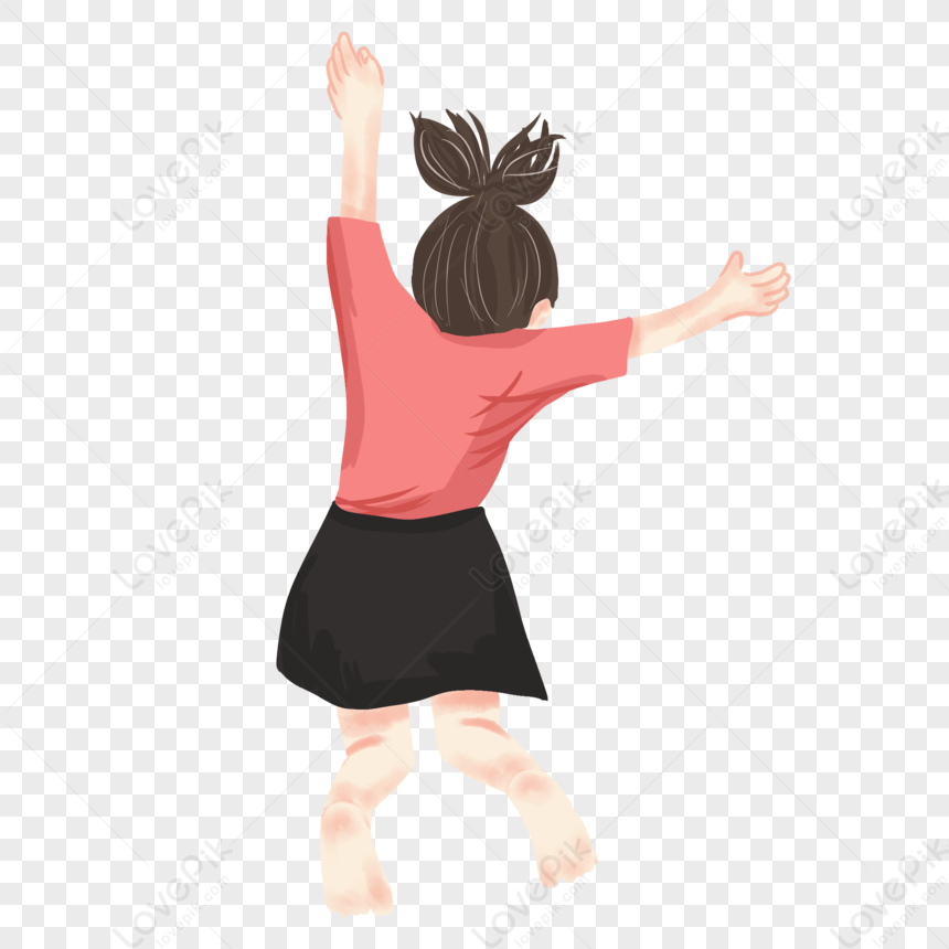 Jumping Girl Back View PNG Transparent Image And Clipart Image For Free ...