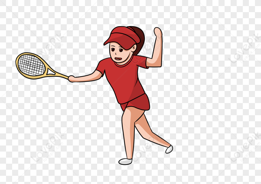 Sports Event Tennis, Cartoon Red, Girl Tennis, Olympics PNG Transparent ...