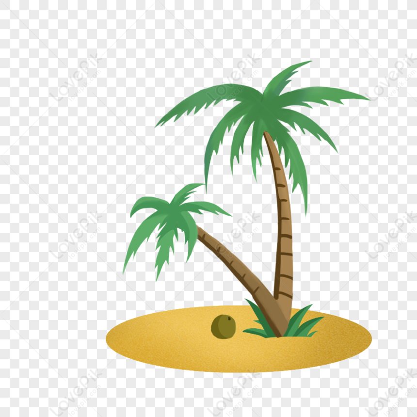 Summer Beach Coconut Tree Element, Coconut Island, Light Tree, Coconut ...