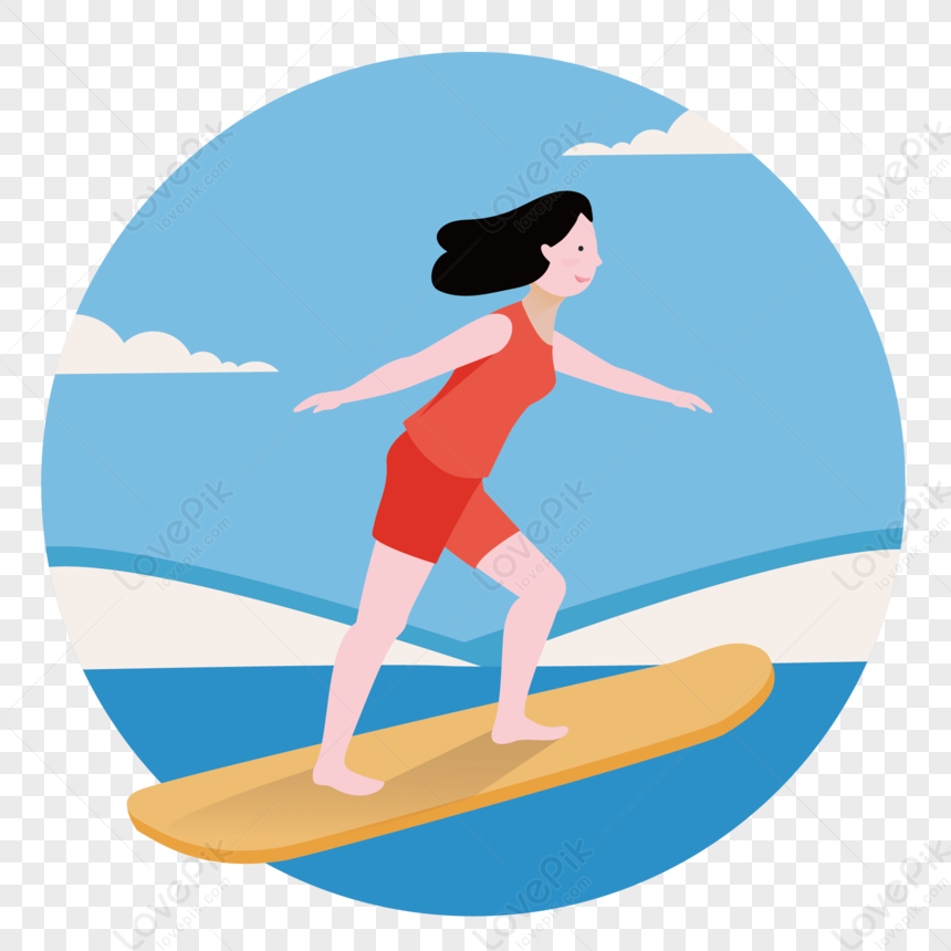 Summer Girl Surfing, Surfing Woman, Red Woman, Surf PNG Transparent ...