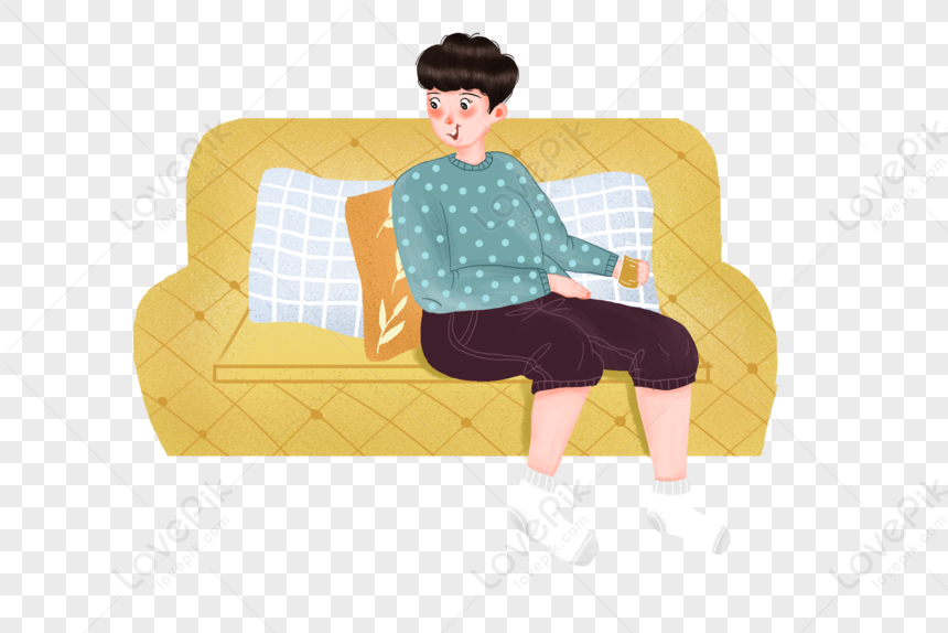 Boy Sitting On The Couch PNG White Transparent And Clipart Image For ...