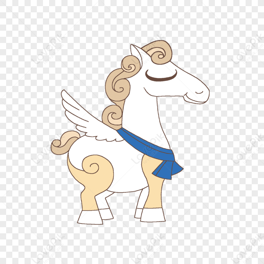 desenho à mão cavalo de desenho animado com acessórios de cabeça