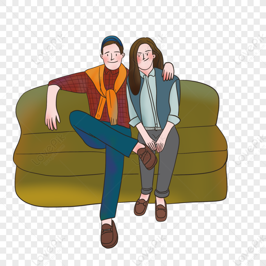Couple Sitting On The Couch PNG White Transparent And Clipart Image For ...