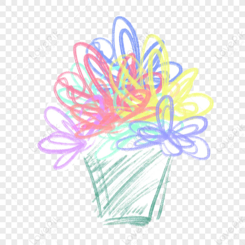  Crayon Flores De Dibujos Animados Lindo PNG Imágenes Gratis