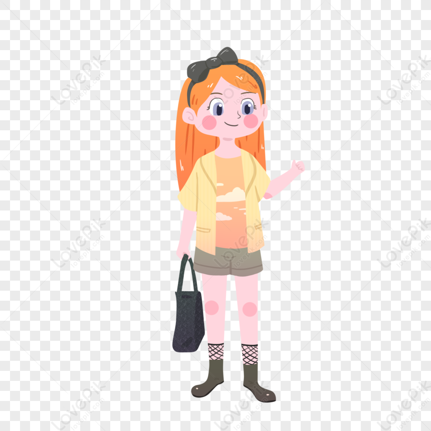 Cute Girl Cartoon Hand Drawn, Big Booty, Shorts, Cute Cartoon PNG White ...