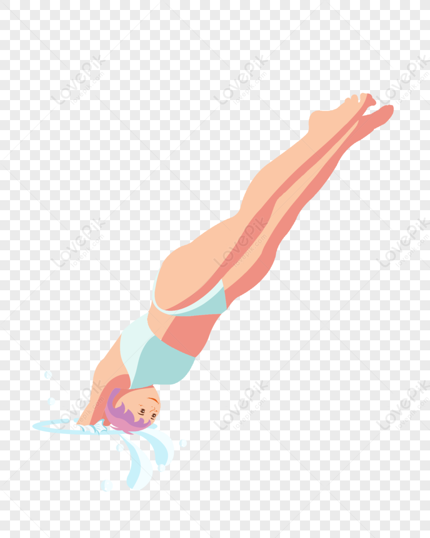 Female Diver Entering The Water, Diving, Athletes, Olympics PNG White ...