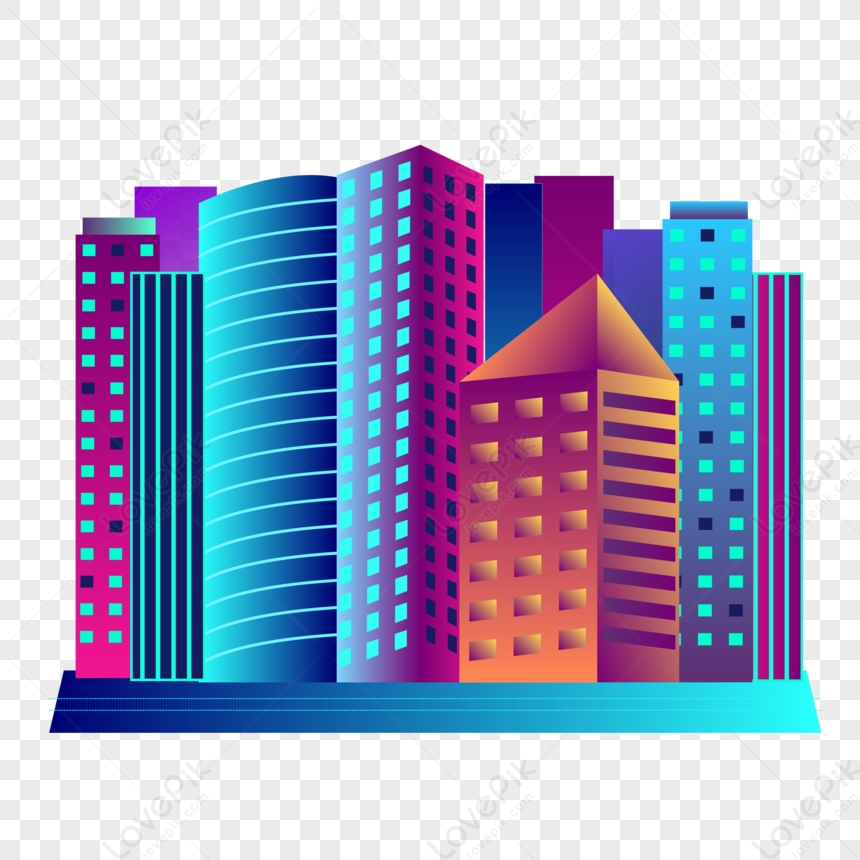 Flat City Building, City Illustration, Dark Light, City Light Png 