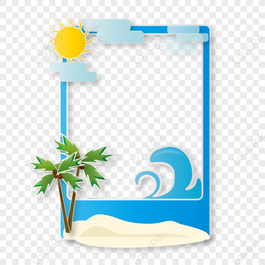 Flat Summer Surf Beach Beautifully Decorated Border, Summer Border ...