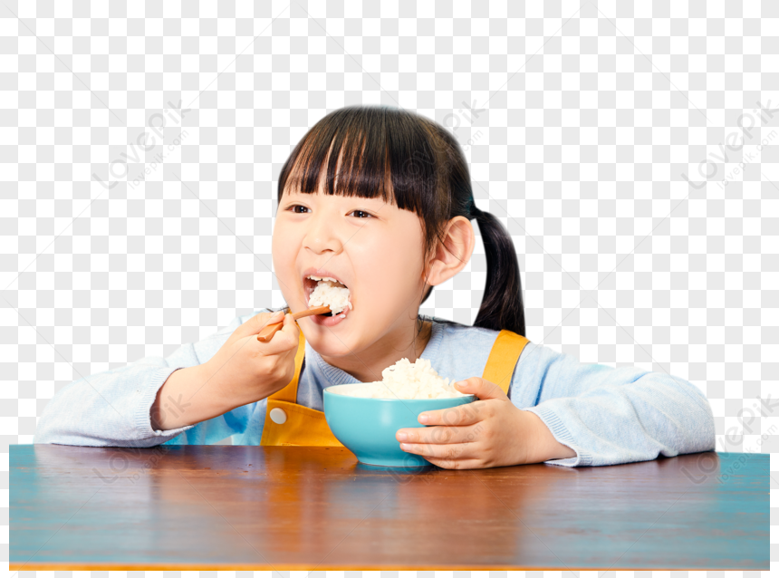 Girl Eating White Rice, Animated Girl, Girl Young, Material PNG Image ...