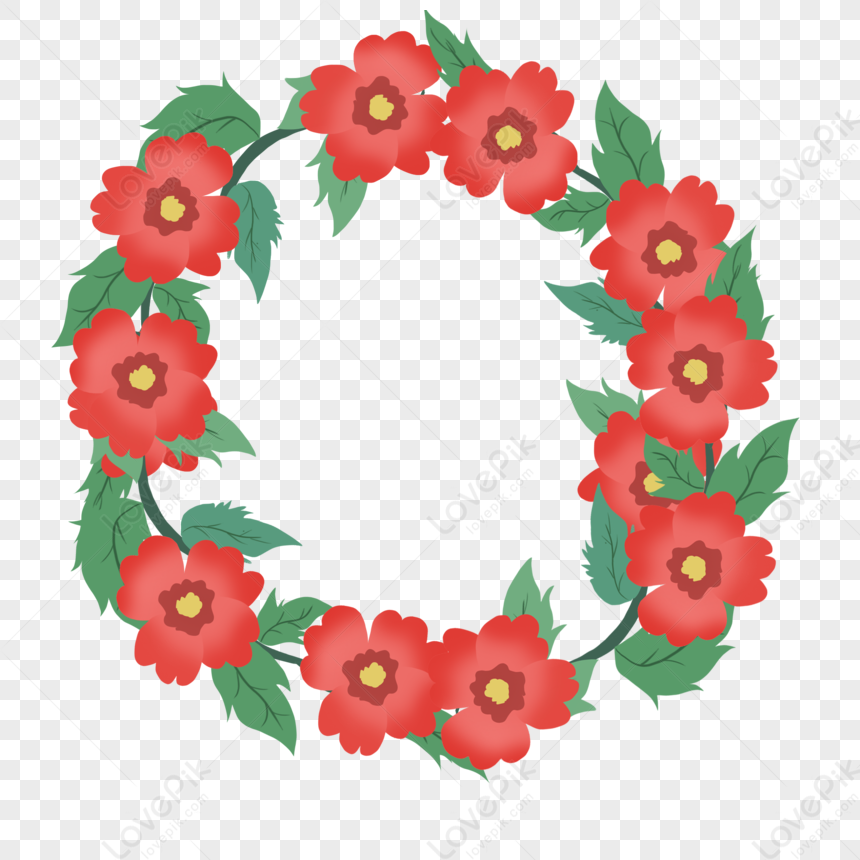 Hand Drawn Red Flower Wreath Element PNG White Transparent And Clipart  Image For Free Download - Lovepik | 401428902