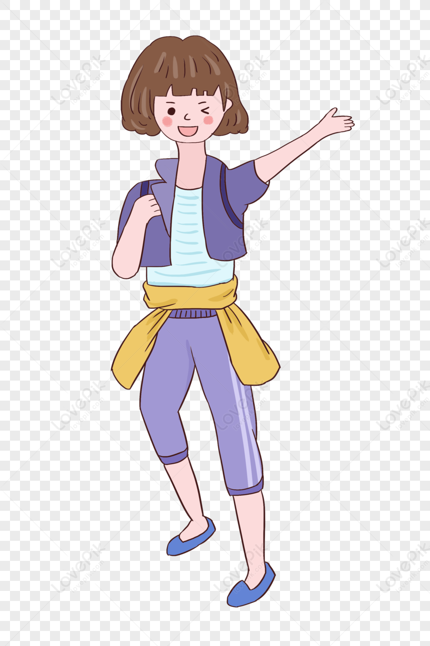 National Day Backpacking Girl PNG Hd Transparent Image And Clipart ...