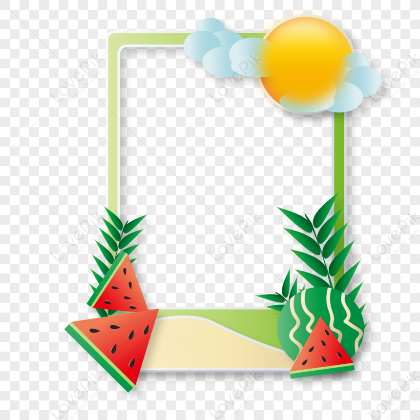 Summer Watermelon Elements Border PNG Transparent Image And Clipart ...