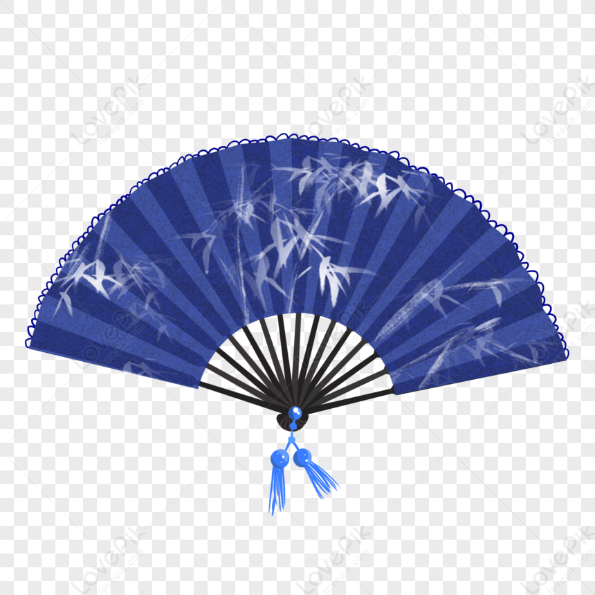 Archaic Blue Purple Bamboo Forest Folding Fan PNG Hd Transparent Image ...