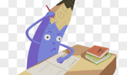 Cartoon character doing homework
