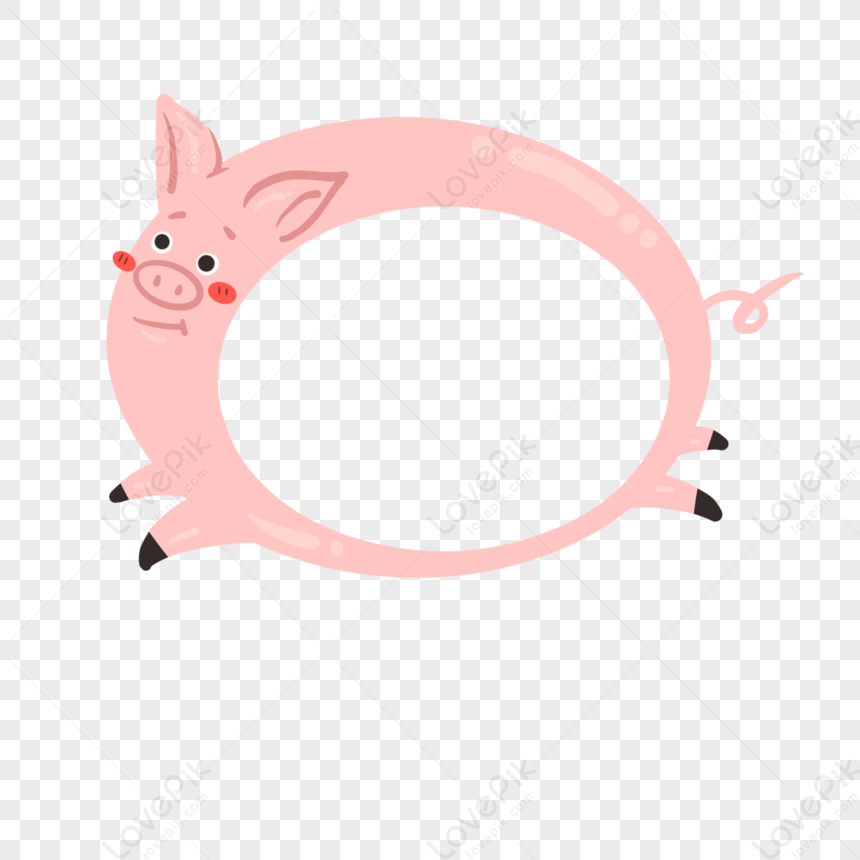 Cartoon Cute Hand Drawn Small Animal Piglet Border PNG White ...