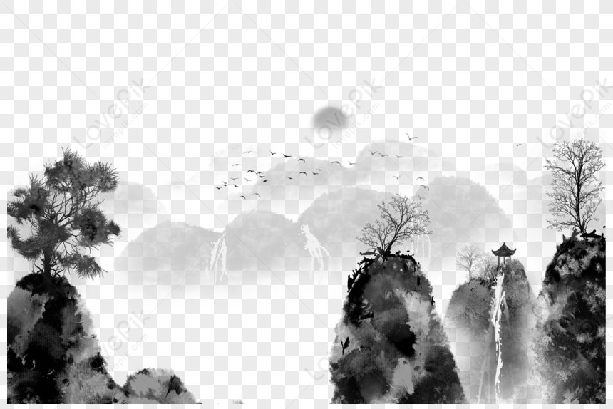 Classic Ink Wash Painting Nature Image Free PNG And Clipart Image For ...