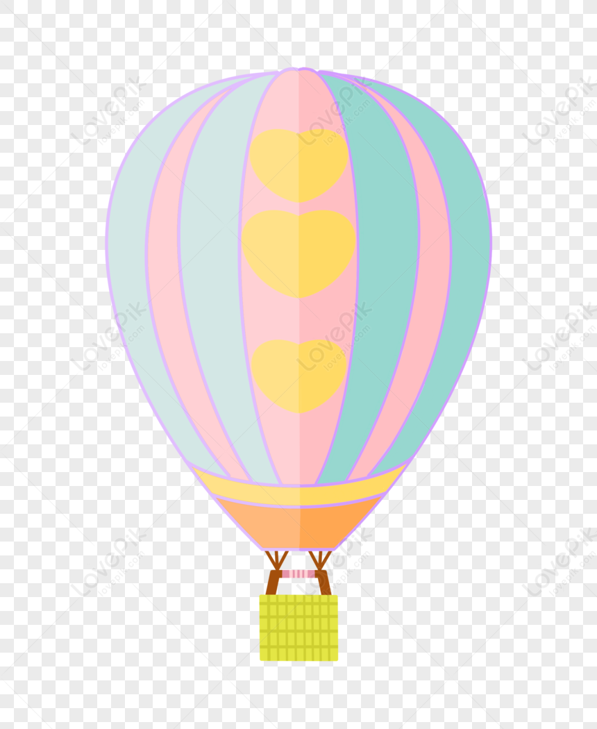 Flat Wind Hot Air Balloon, Flat Balloon, Flat, Decorative Material PNG ...