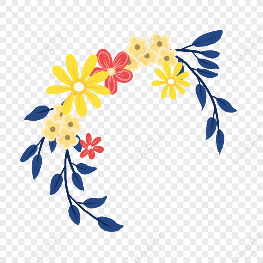 Frontera Decorativa De Flores Y Hojas Frescas PNG Imágenes Gratis - Lovepik