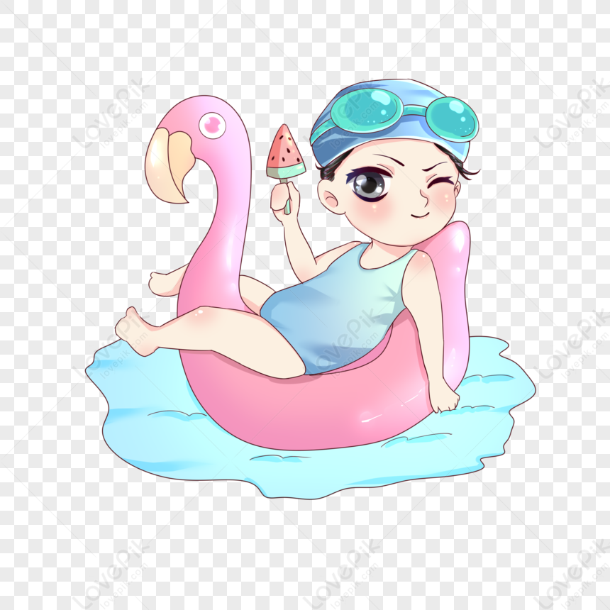 Hand Drawn Cartoon Little Fresh Summer Girl Swimming PNG Picture And  Clipart Image For Free Download - Lovepik | 401458375