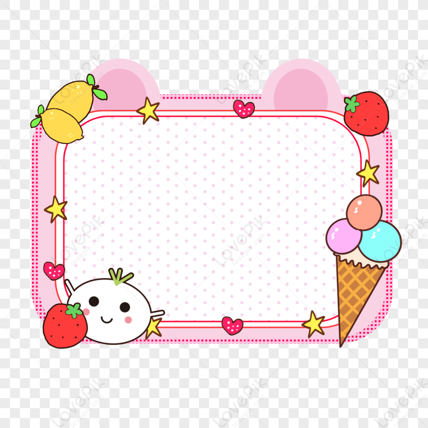 Pink Cute Girl Ice Cream Border PNG Image Free Download And Clipart ...