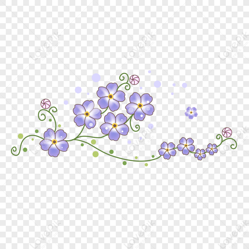 Purple Flower Element, Plant, Flower Elements, Green Leaves PNG Picture ...