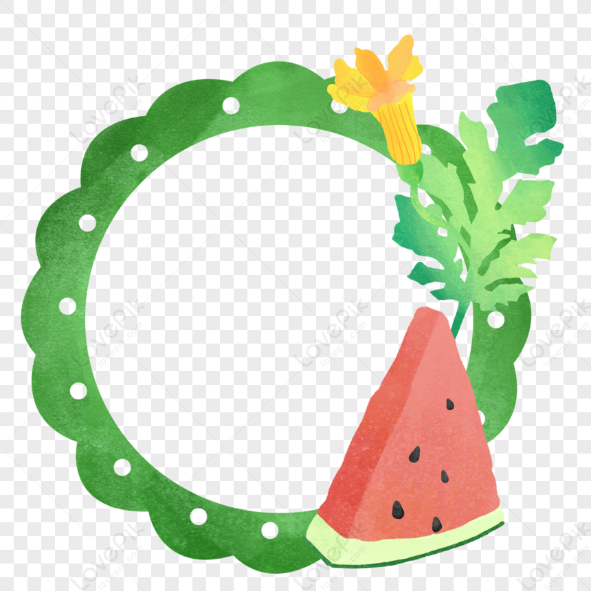 Small Fresh Watermelon Leaves Border, Watermelon Border, Border, Small ...