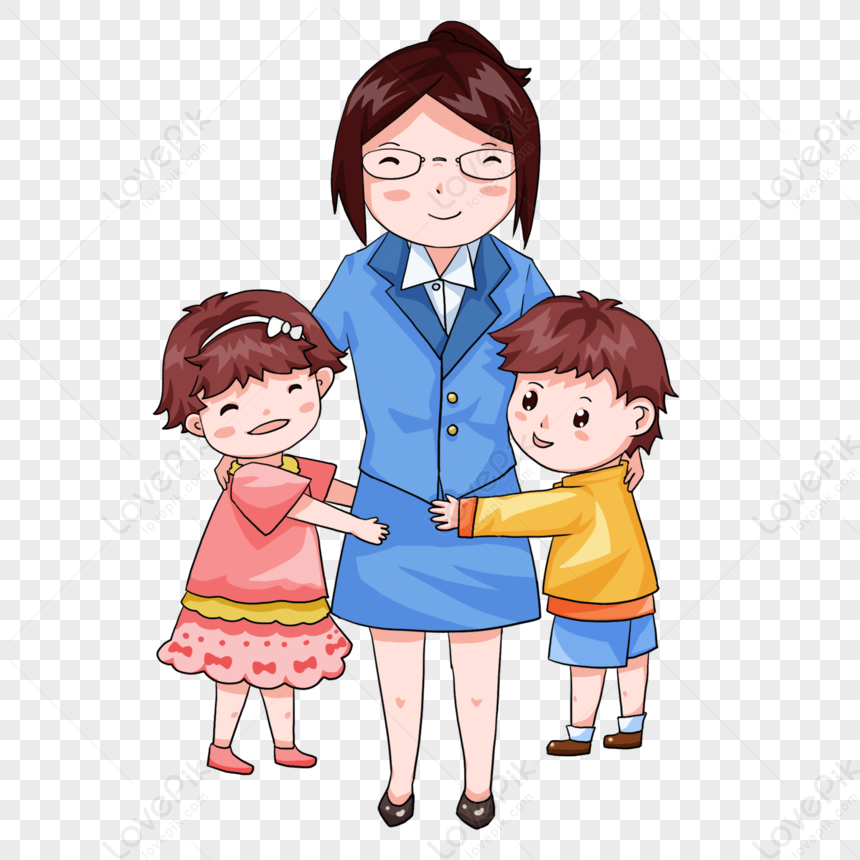 Teacher Surrounded By Students PNG Image Free Download And Clipart ...