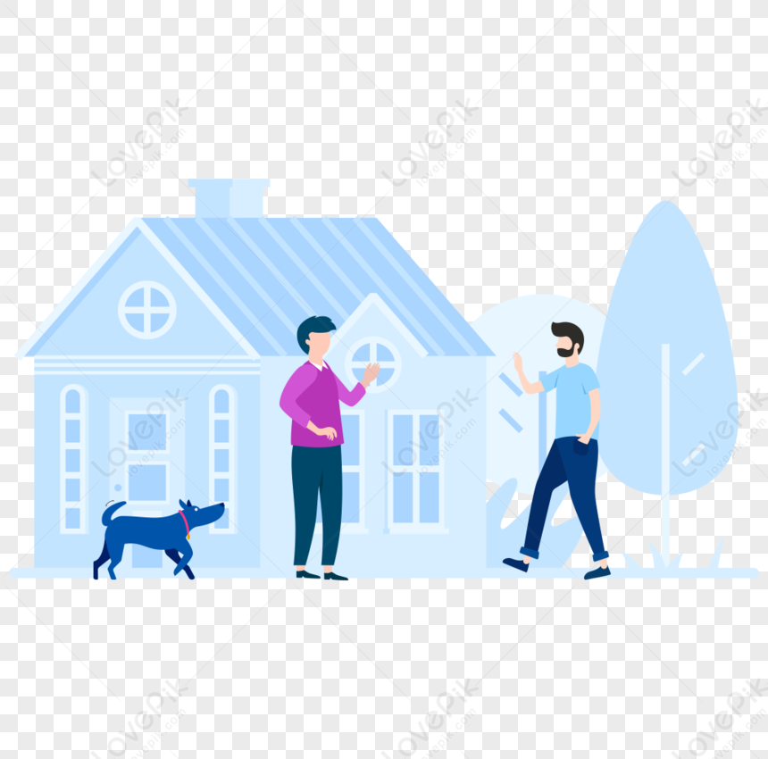 clipart of people surrounding a house