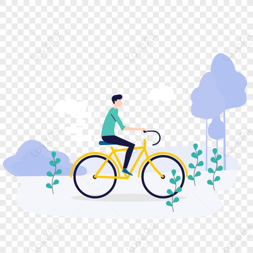 Boy Riding Bicycle Icon Free Vector Illustration Material, Material ...