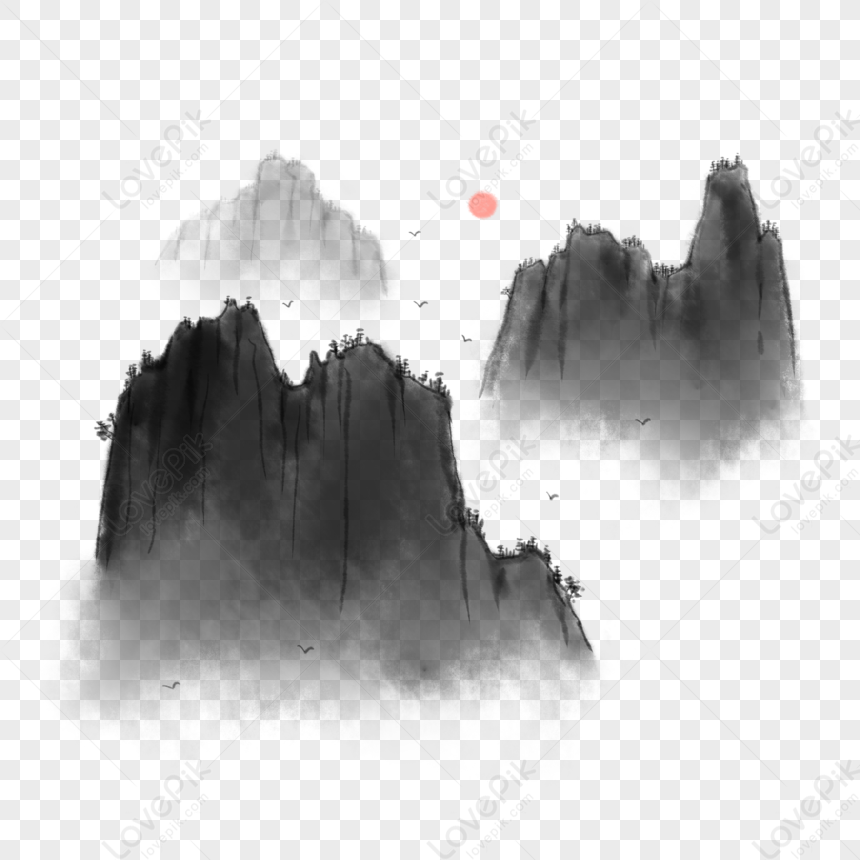 Chinese Style Ink Mountain Peak, Mountain, Style, Material PNG Hd ...