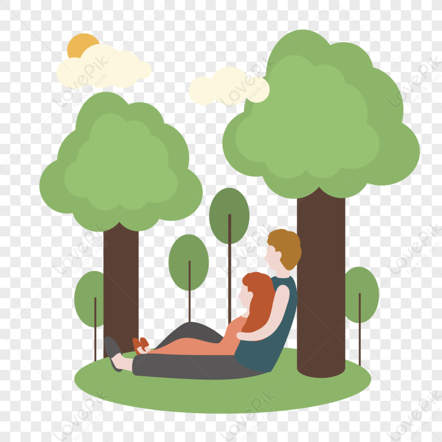 Couple Under The Big Tree Png White Transparent And Clipart Image For 