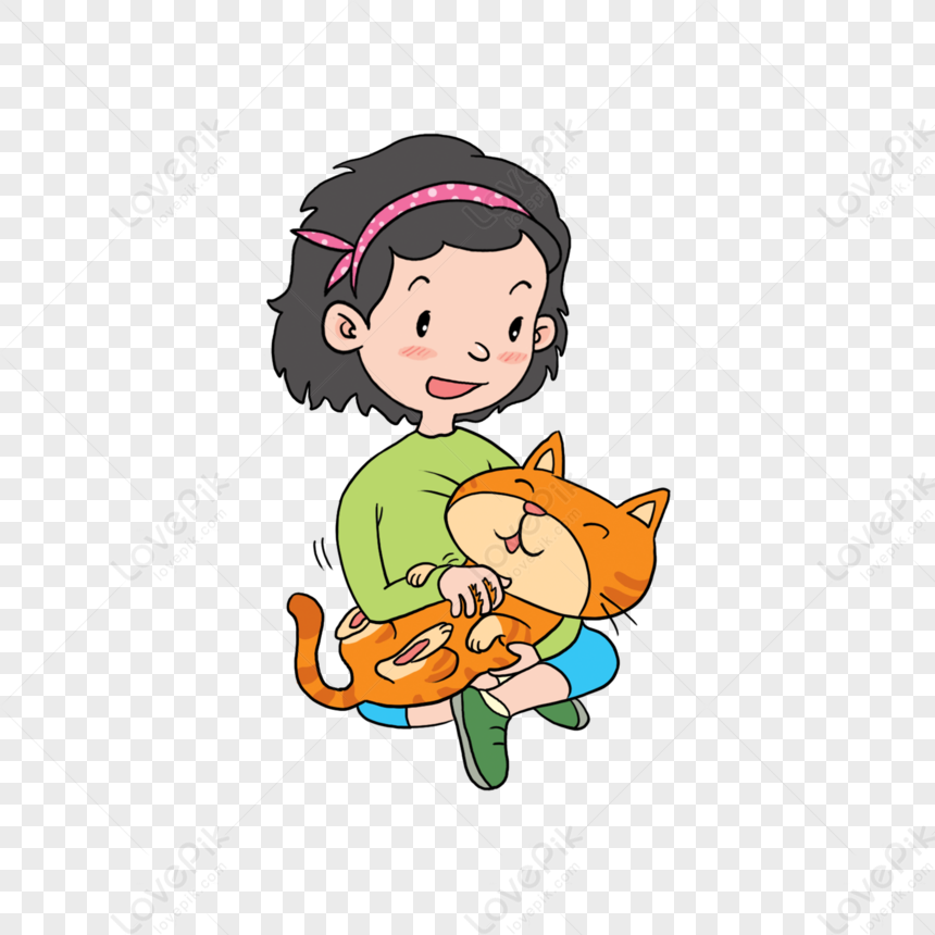 Girl And Cat PNG Hd Transparent Image And Clipart Image For Free ...
