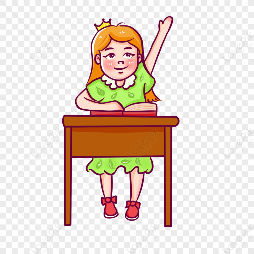 Girl Raising Her Hand To Answer A Question PNG Transparent And Clipart ...