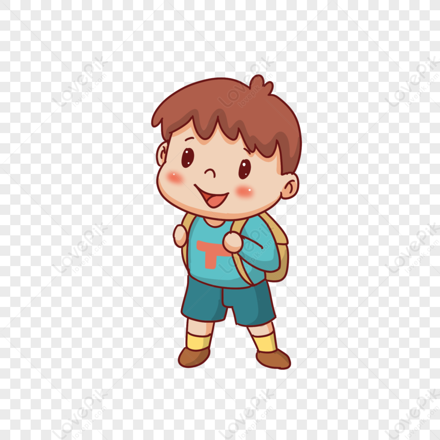 boy going to school clipart