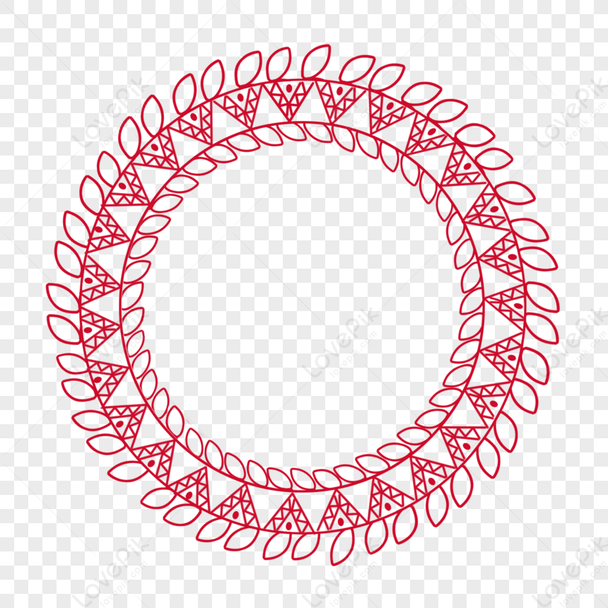 Red Round Leaf Lace Ornament Pattern Round Lace Ring Leaf PNG Transparent Image And Clipart