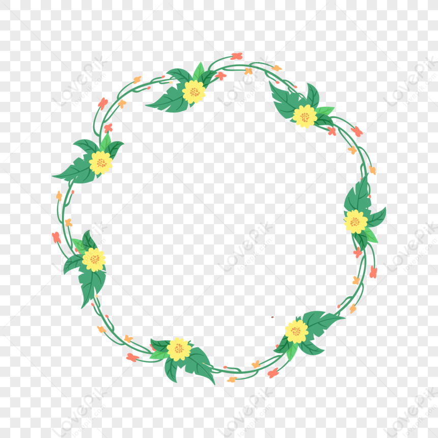Small Fresh Yellow Flowers With Leaves Border PNG Transparent And ...