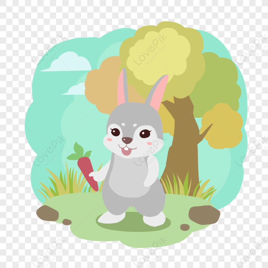 Otoño Bosque Animal Conejo Comiendo Rábano PNG Imágenes Gratis - Lovepik